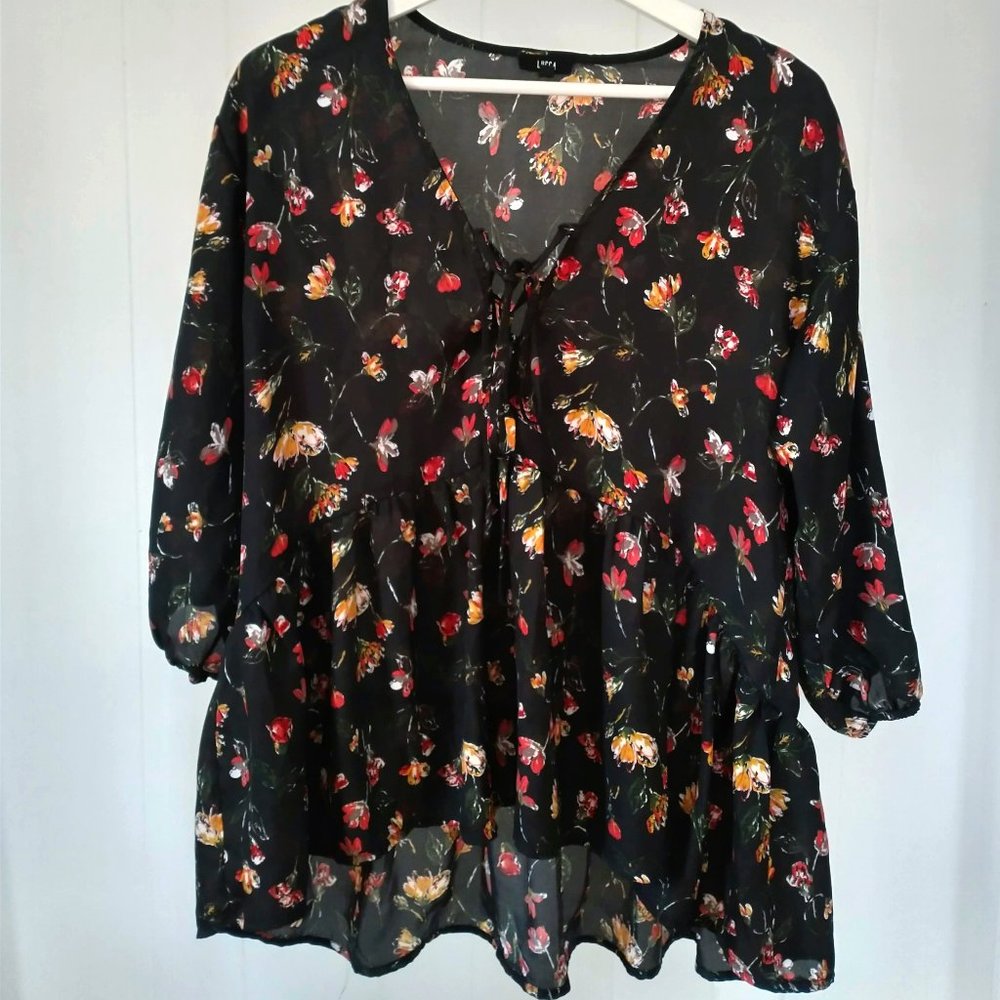 Lucca Black Floral Top - M